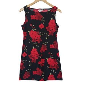 Vintage Y2K Floral Mini Dress Black Red Small Fairy Grunge Whimisgoth Romantic
